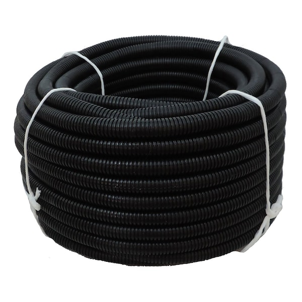 1 in. x 100 ft Flexible Corrugated Black HDPE NON Split Tubing Wire Loom
